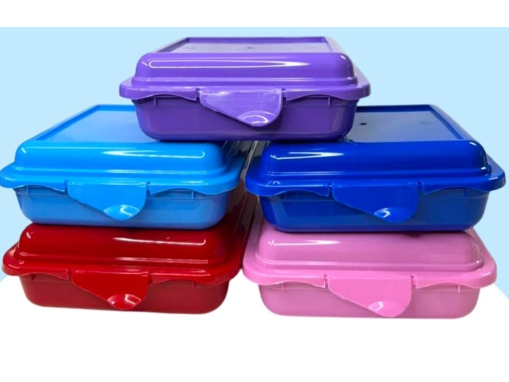 LUNCHERA CUADRADA C/TAPA BISAGRA 15 CM. x 15 CM. x 6 CM.