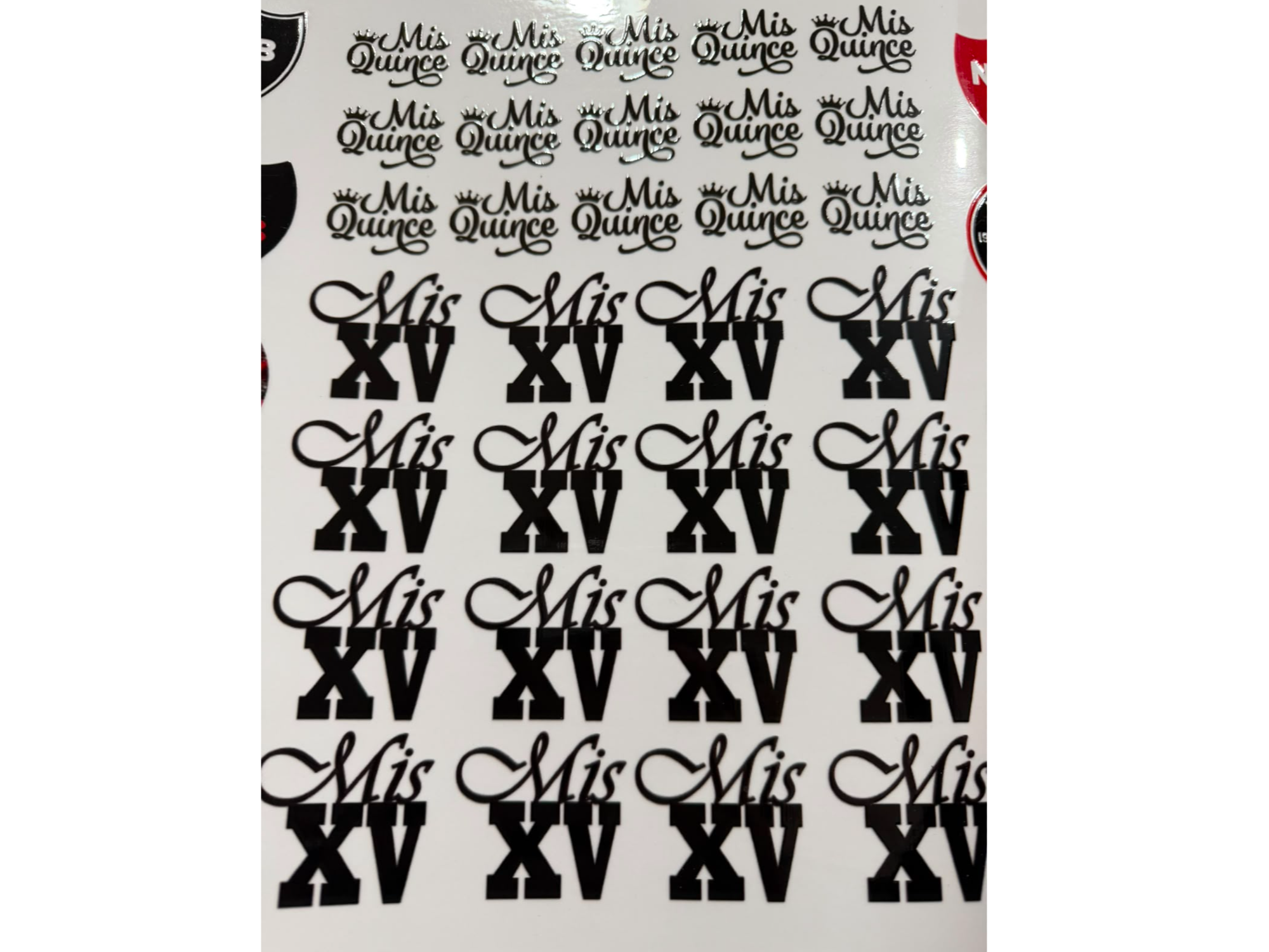 STICKERS DTF-  15 AÑOS  - NEGRO
