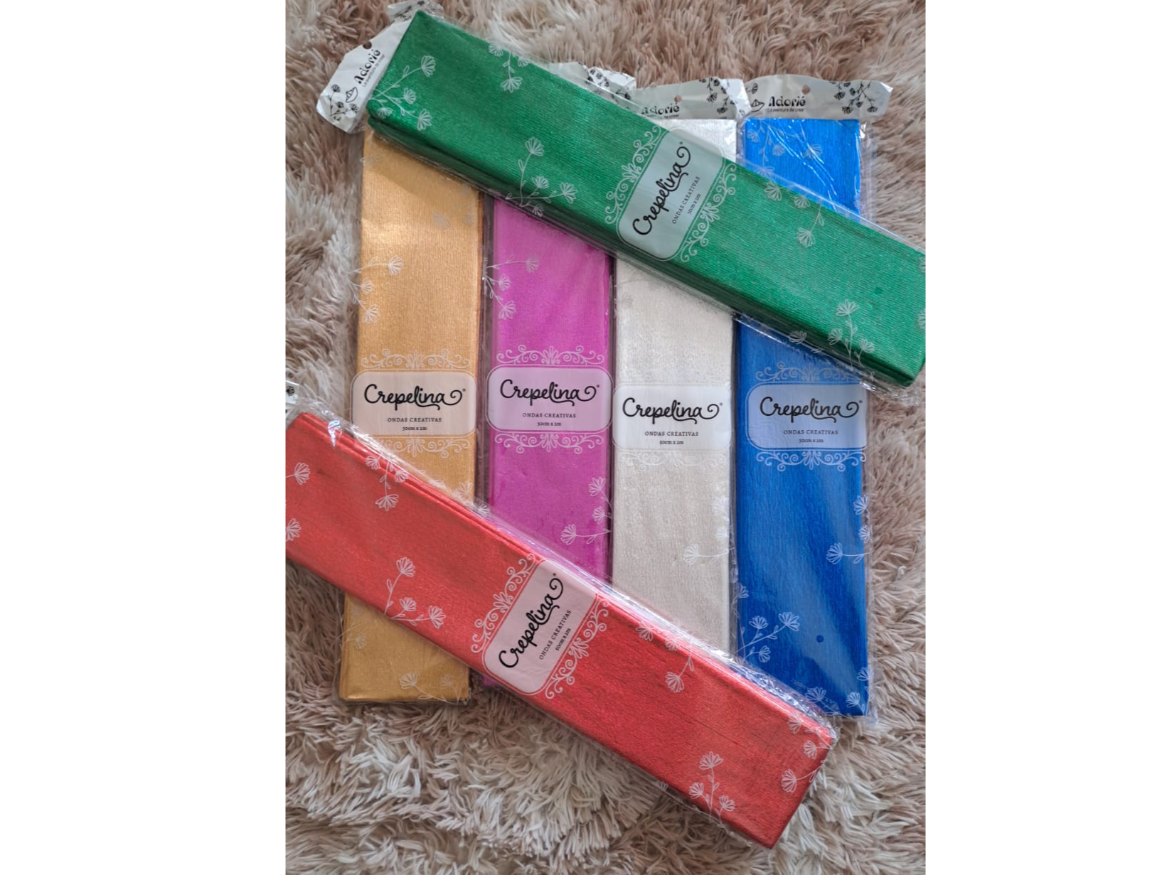 PAPEL CREPE *COLORES METALICOS* - 5 HOJAS DE 50 x 70 cm -CREPELINA