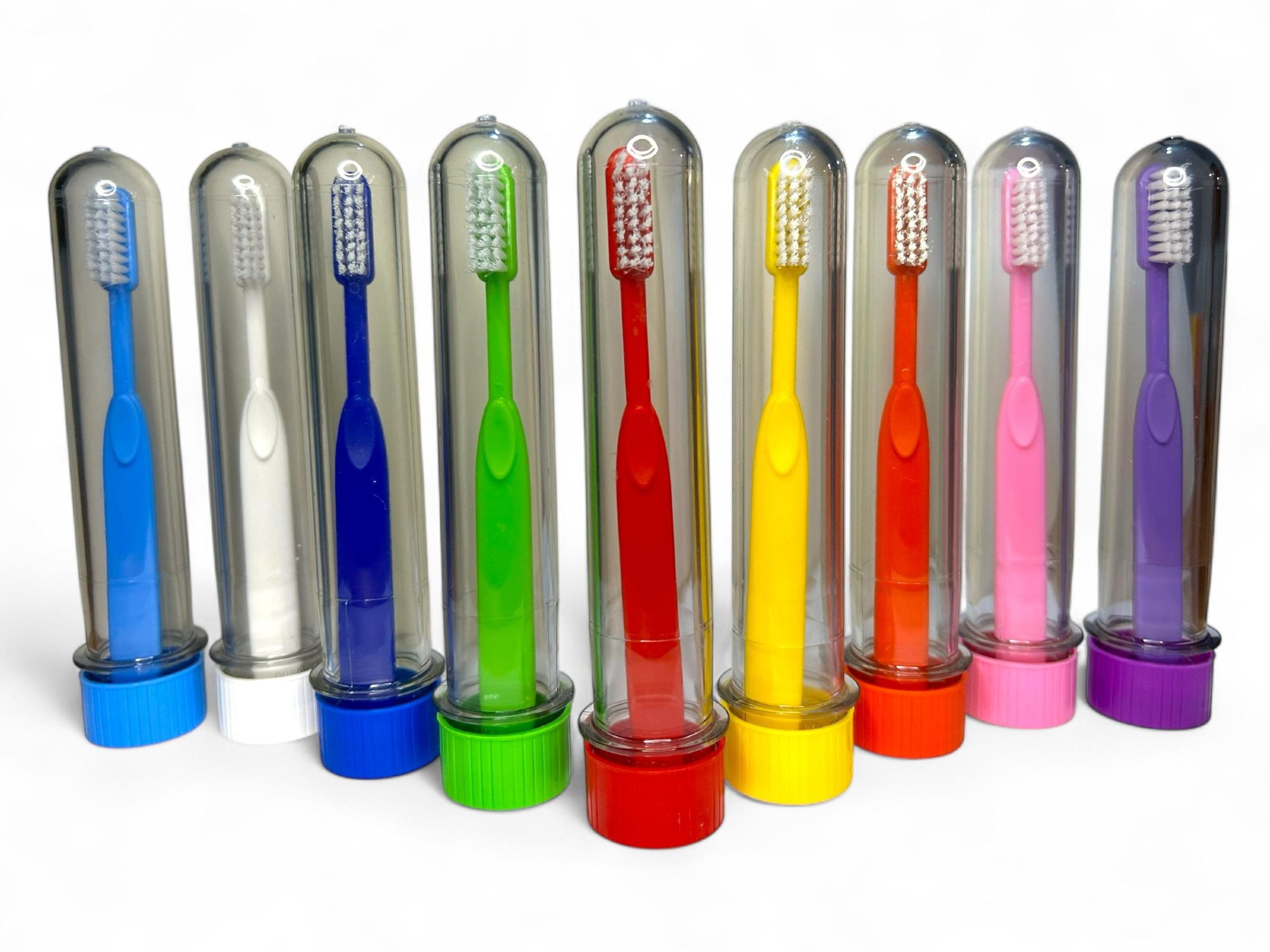 TUBO ACRILICO TRANSPARENTE CON CEPILLO DE DIENTES