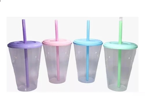 VASO BASE CRISTAL TAPA  Y SORBETE  420 CC.  CONICOS