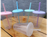 VASO CON GLITTERS TINI TAPA Y SORBETE 420 cc CONICOS