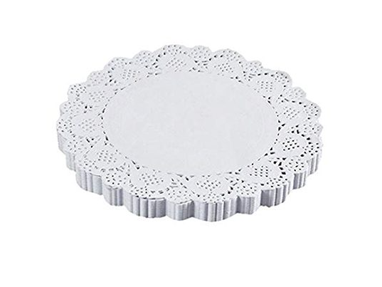 BLONDAS REDONDAS BLANCAS CALADAS 9 CM . X 100 UNIDADES