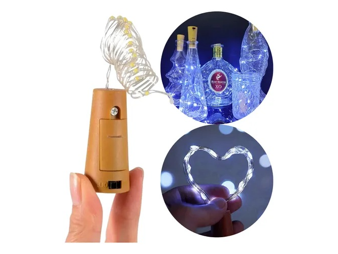 GUIRNALDA BLANCA FRIA MICROLED ALAMBRE CORCHO 20 LUCES 2 M