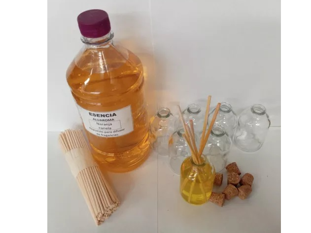 KIT 20 FRASCOS DE VIDRIO VIAL 50 CC. CON CORCHOS + VARILLAS DIFUSORAS + 1 LITRO LIQUIDO PARA DIFUSORES
