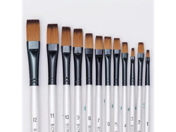 SET 12 PINCELES PUNTAS CHATA MAQUILLAJE / MANUALIDADES