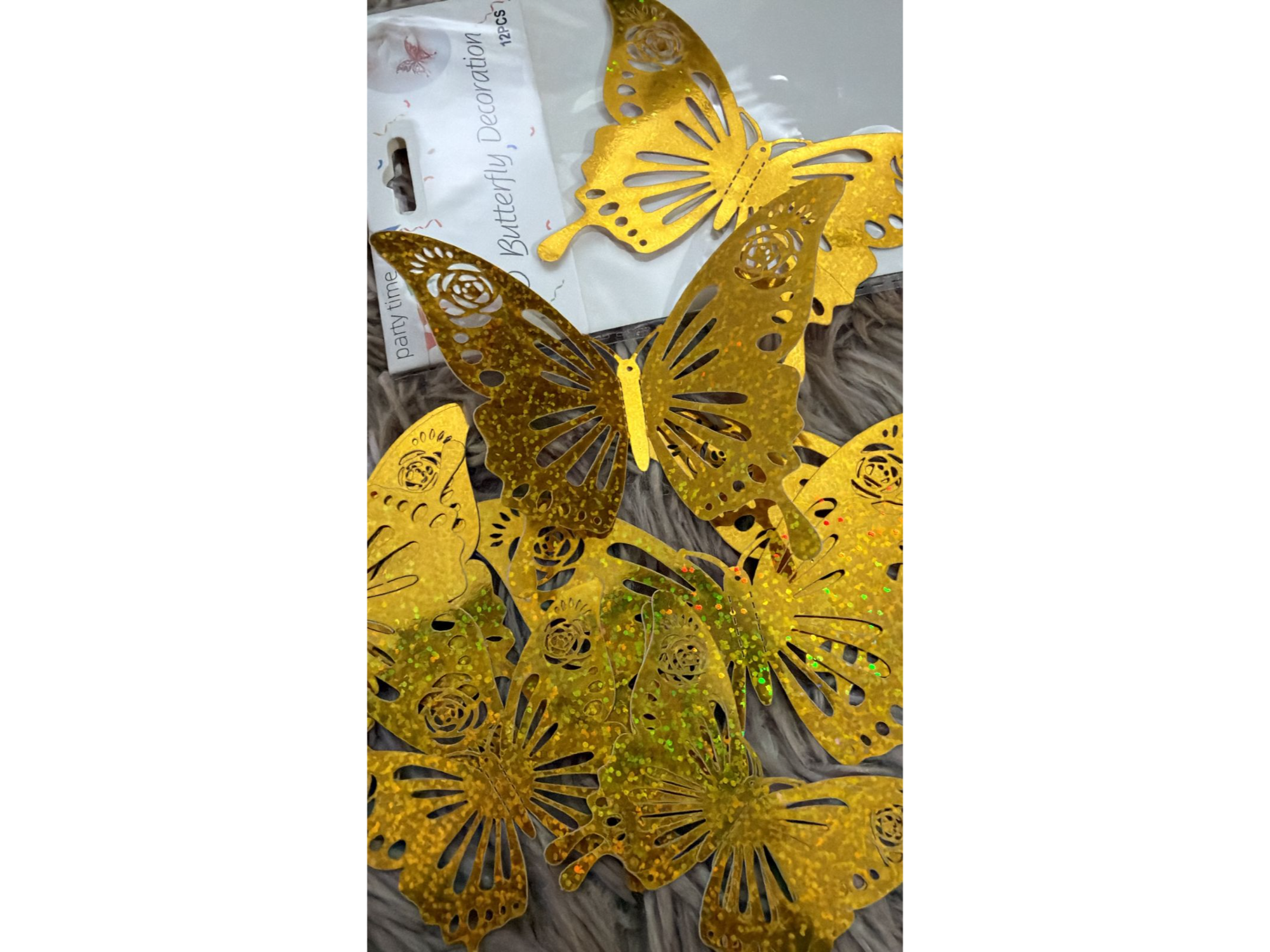ADORNO MARIPOSA DORADA S 3D  X 12 UNIDADES