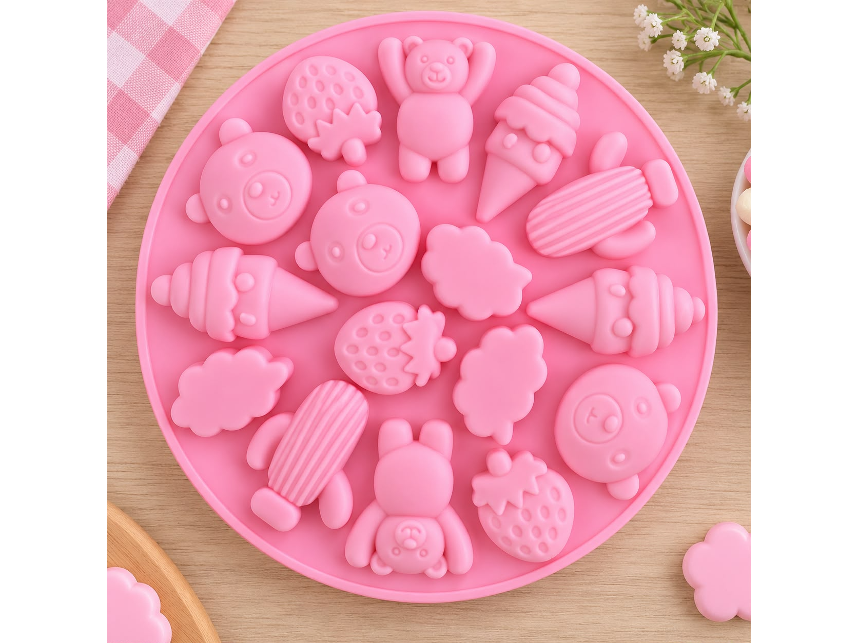 MOLDE SILICONA MINI FIGURAS OSITO/HELADITO/FRUTITA