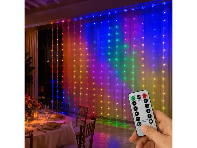 CORTINAS LED 3 X 3 METROS 300 LUCES **MULTICOLOR