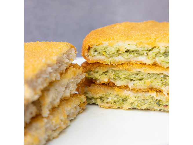 CUADRADITOS DE MERLUZA ESPINACA Y QUESO