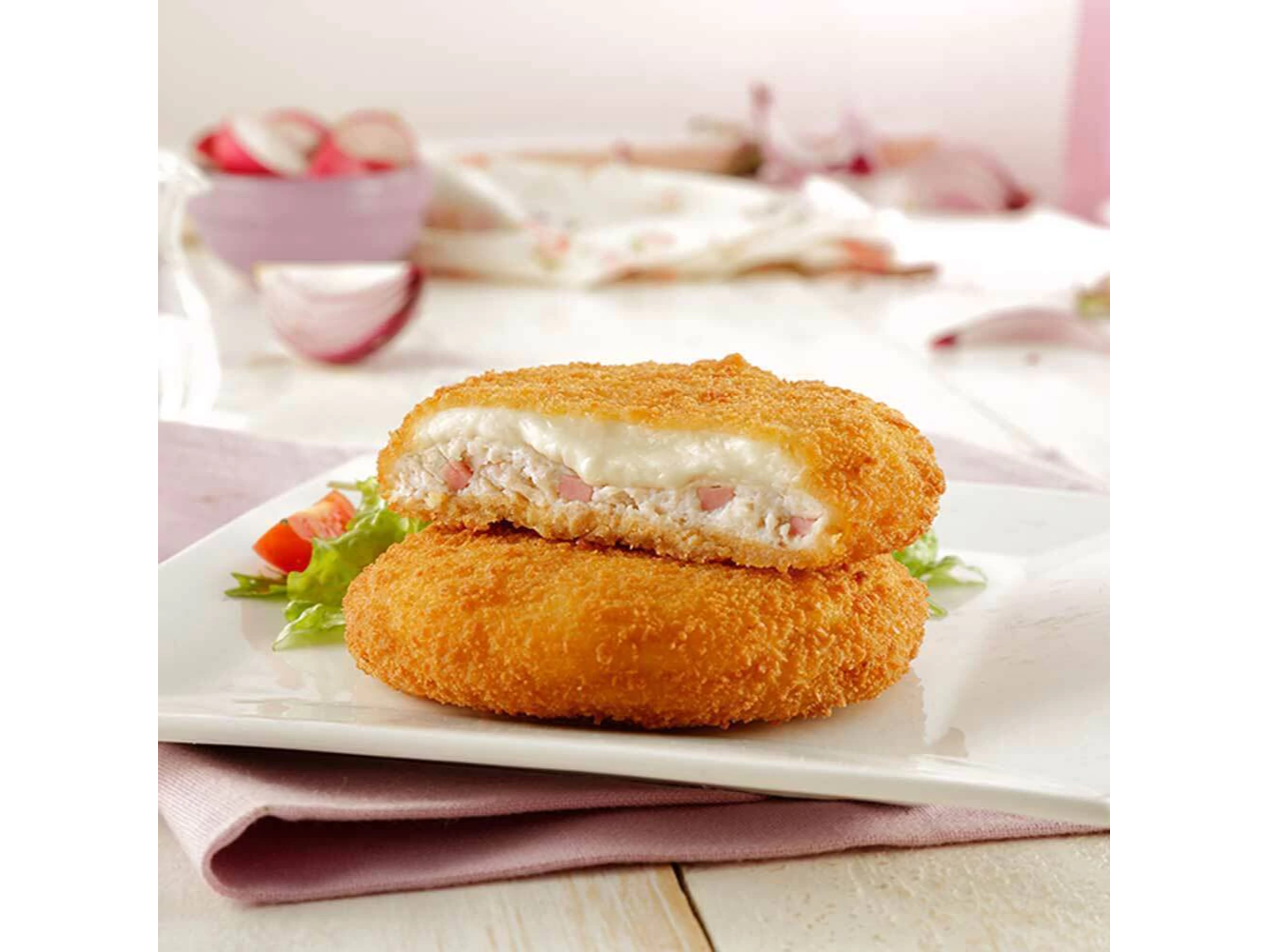 MEDALLON DE POLLO JAMON Y QUESO