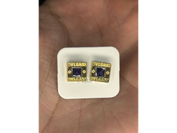 💜 Aros BVLGARI Cuadrados Violeta – Plata y Oro 18K