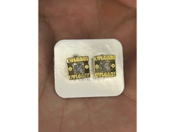 🤍 Aros BVLGARI Cuadrados Blancos – Plata y Oro 18K