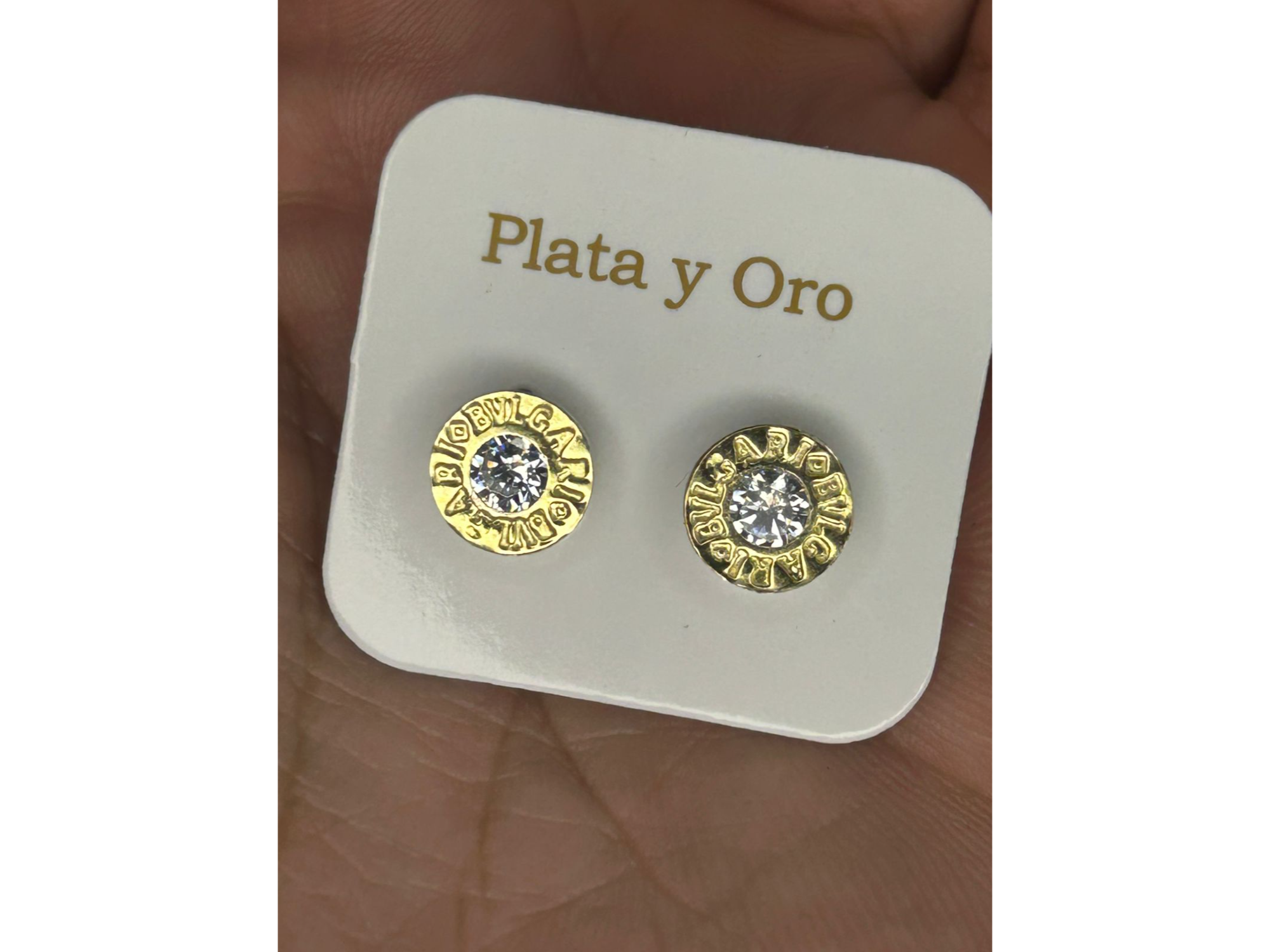 💎 Aros BVLGARI Redondos Blancos – Plata y Oro 18K