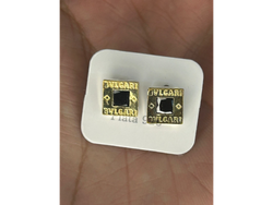 🖤 Aros BVLGARI Cuadrados Negros – Plata y Oro 18K