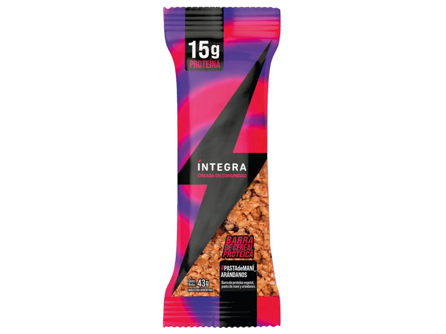Barrita proteíca pasta de maní + arándanos 45g