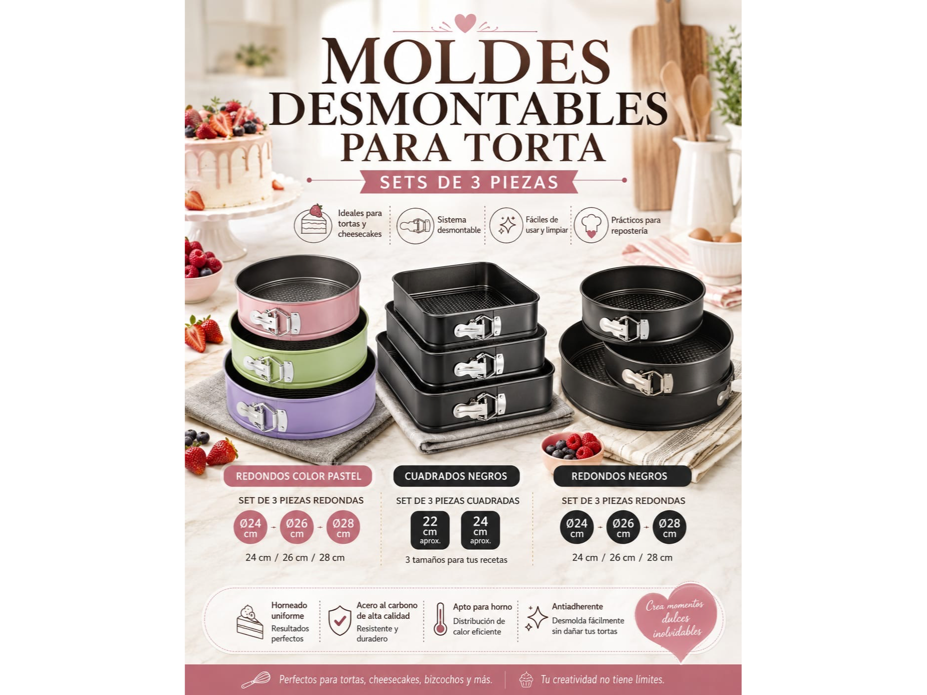 Set moldes desmontables - 3 piezas