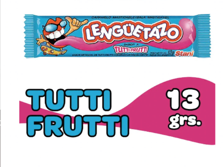 Caramelo Masticable Sabor Tutti Frutti Lenguetazo 13 Gr.