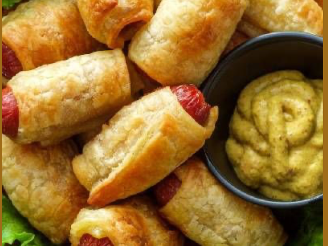 Salchichitas envueltas : 12u  + 2 salsas (para 👬)