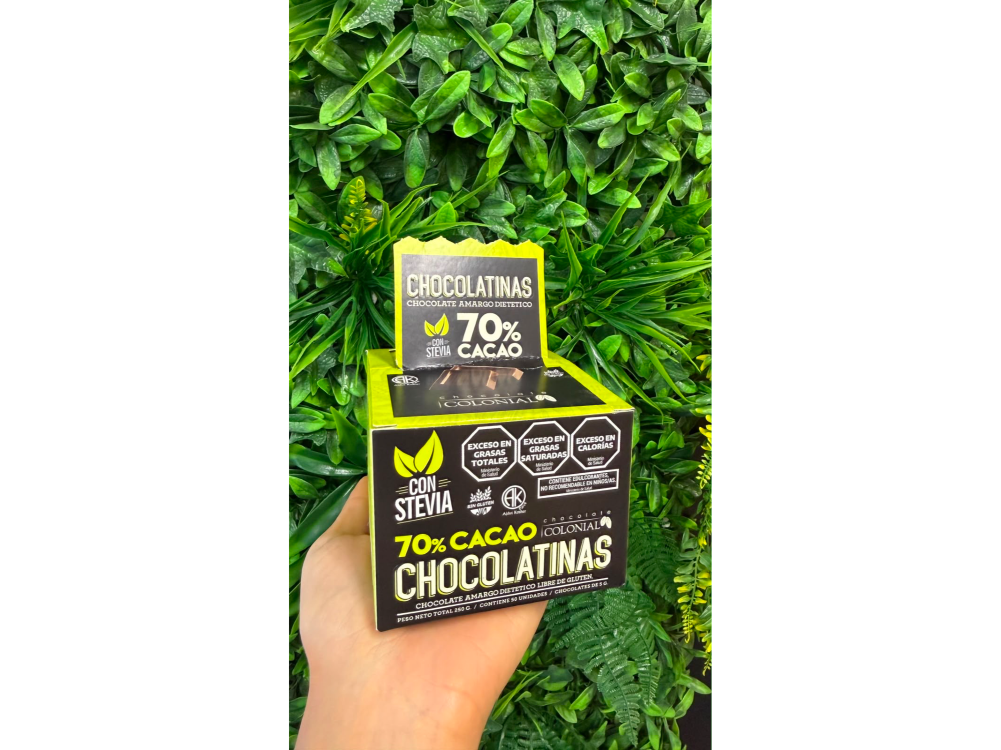 Chocolatinas 70% con stevia 5gr