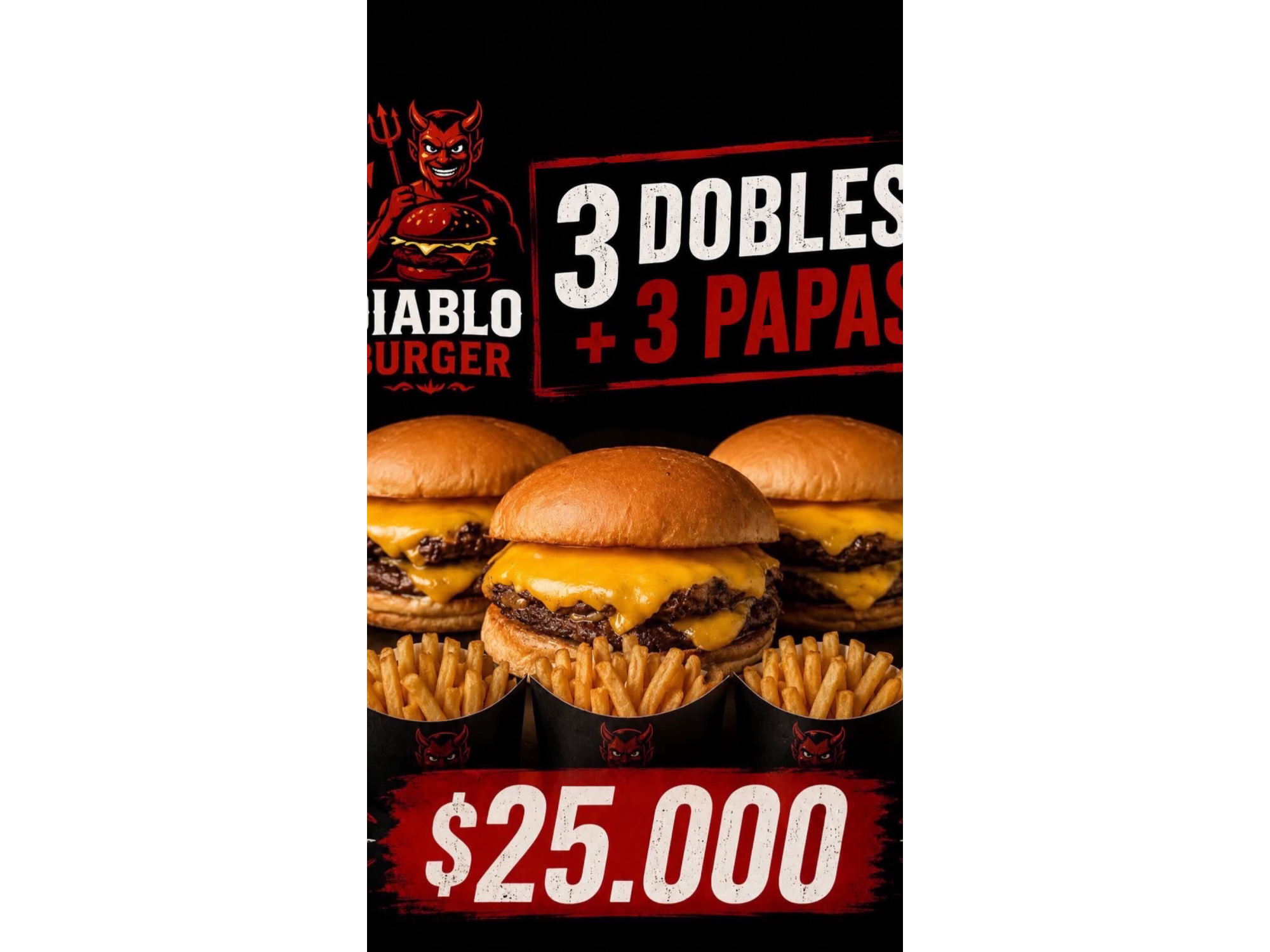 3 dobles + 3 papas