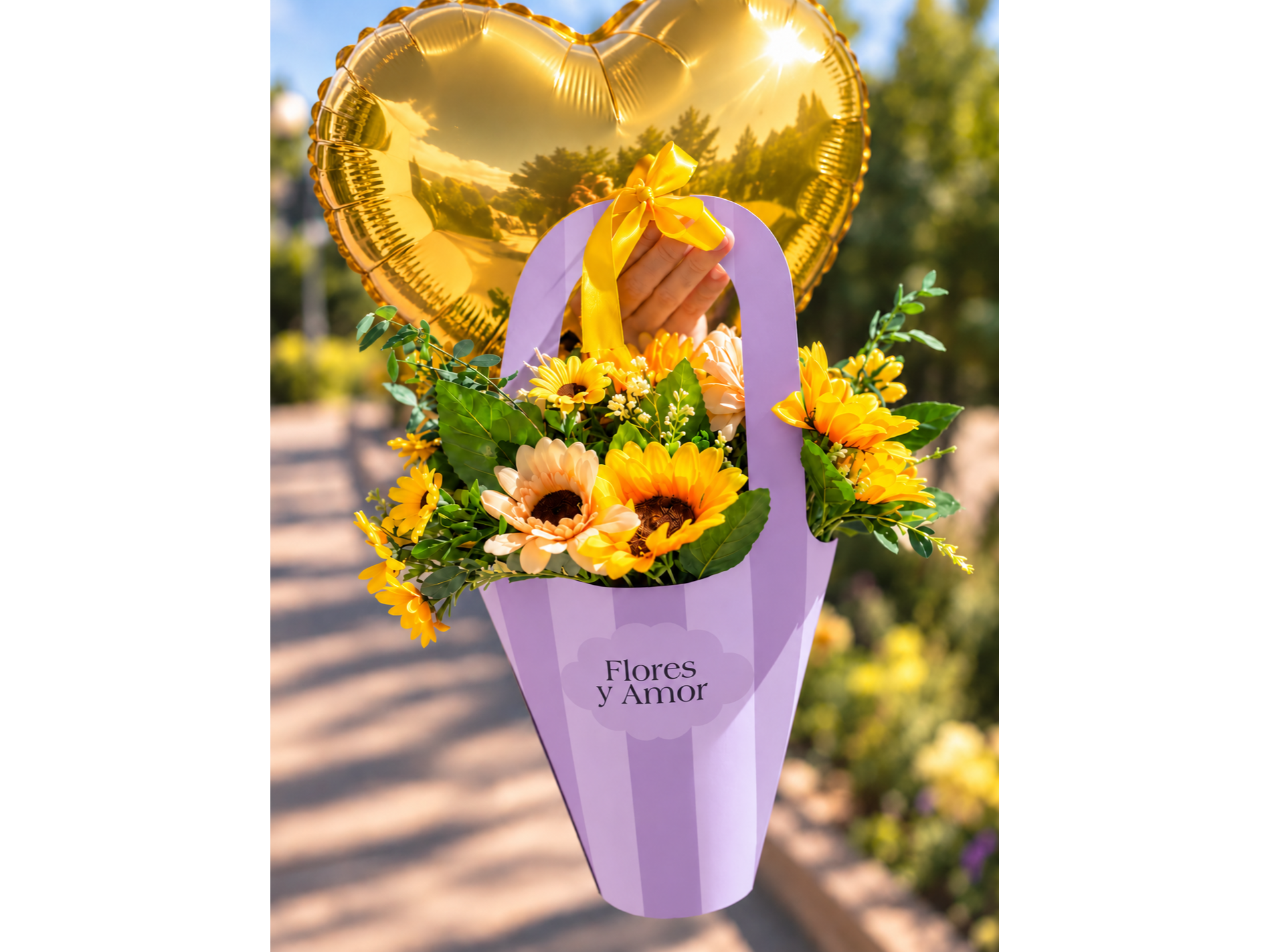 Flores amarillas (bolsita lila) | ramito decorativo