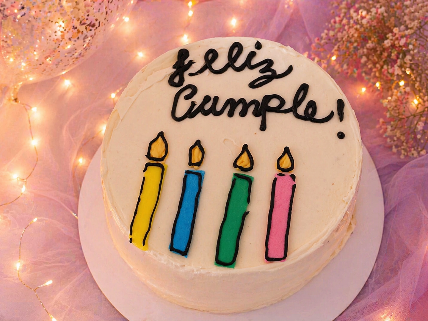 Torta artesanal FELIZ CUMPLE + velita de regalo