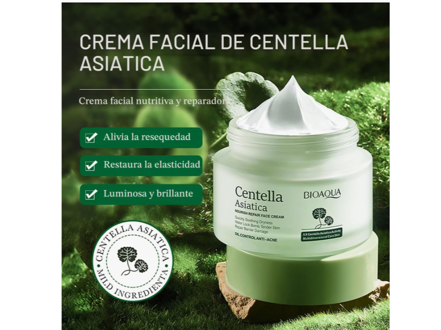 Crema Facial Hidratante Bioaqua tramiento De Centella Asiática .