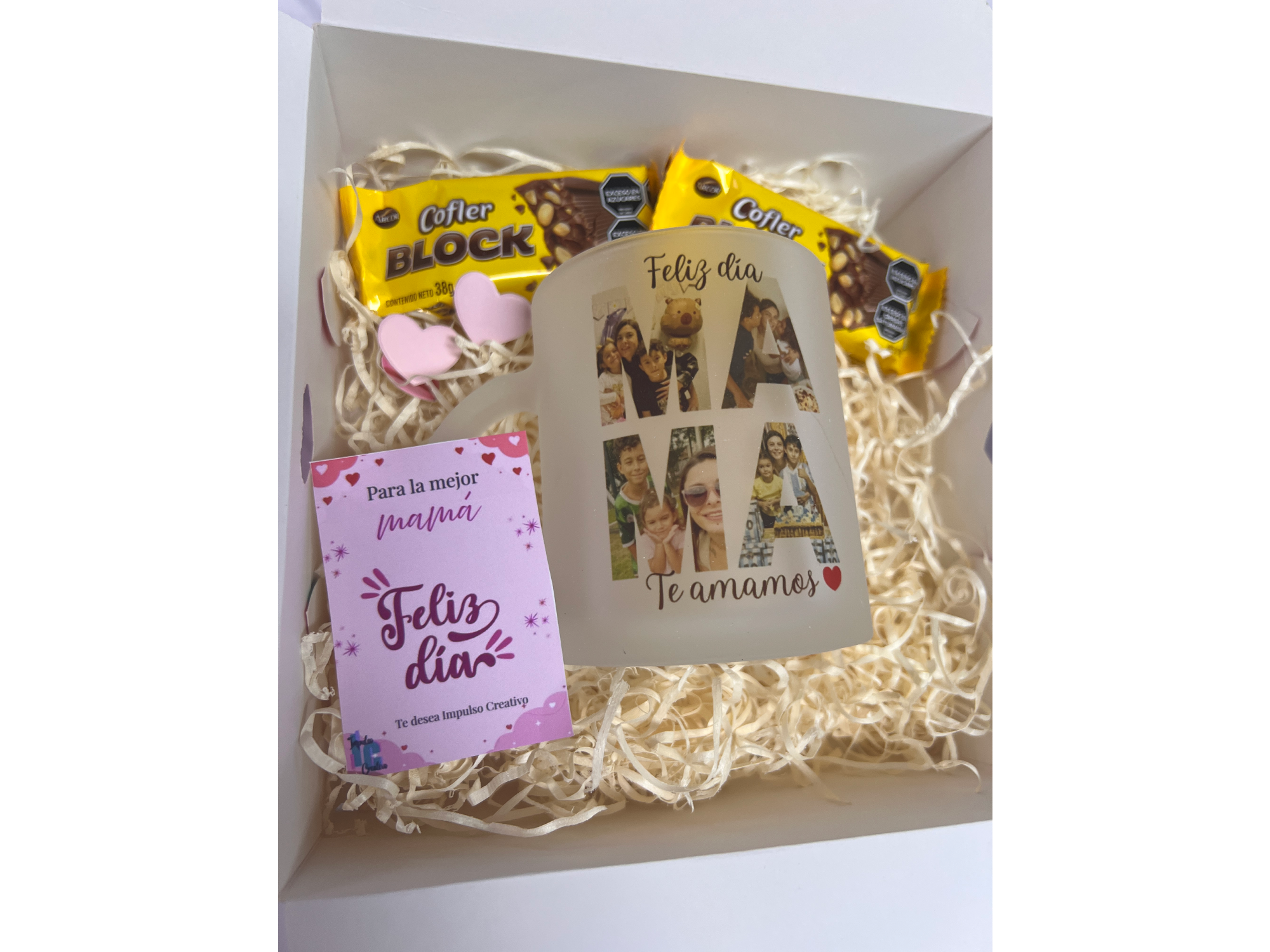 Taza vidrio esmerilado con chocolates