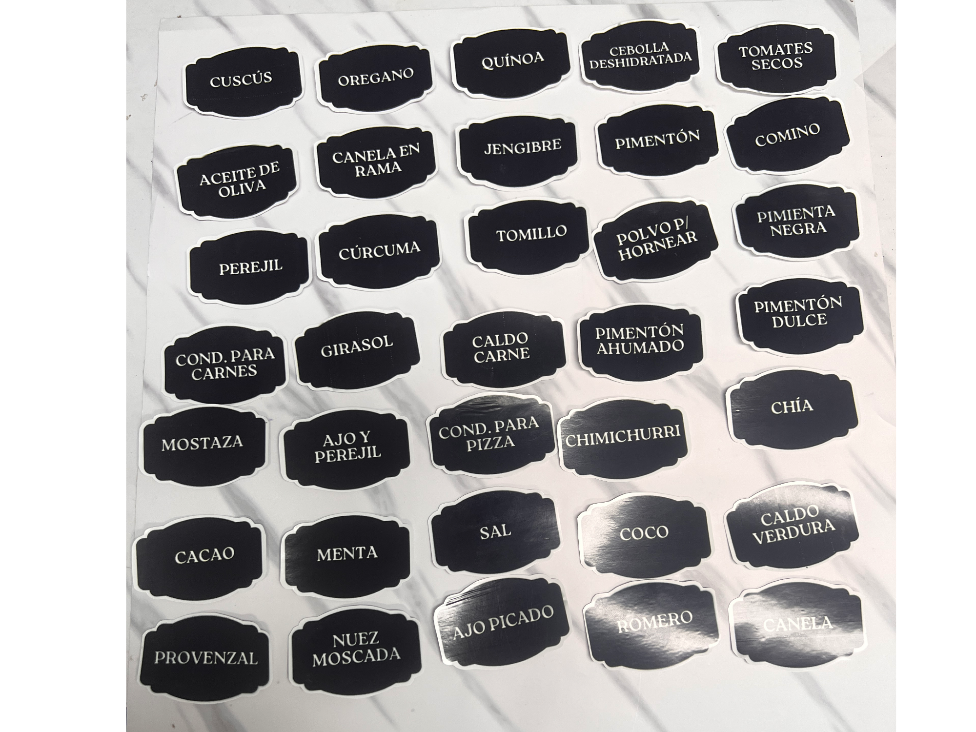 Etiquetas para frascos