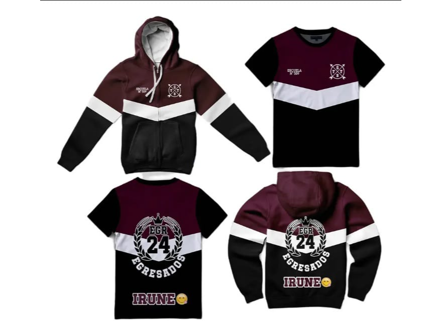 Remera y campera algodon bordados Primaria