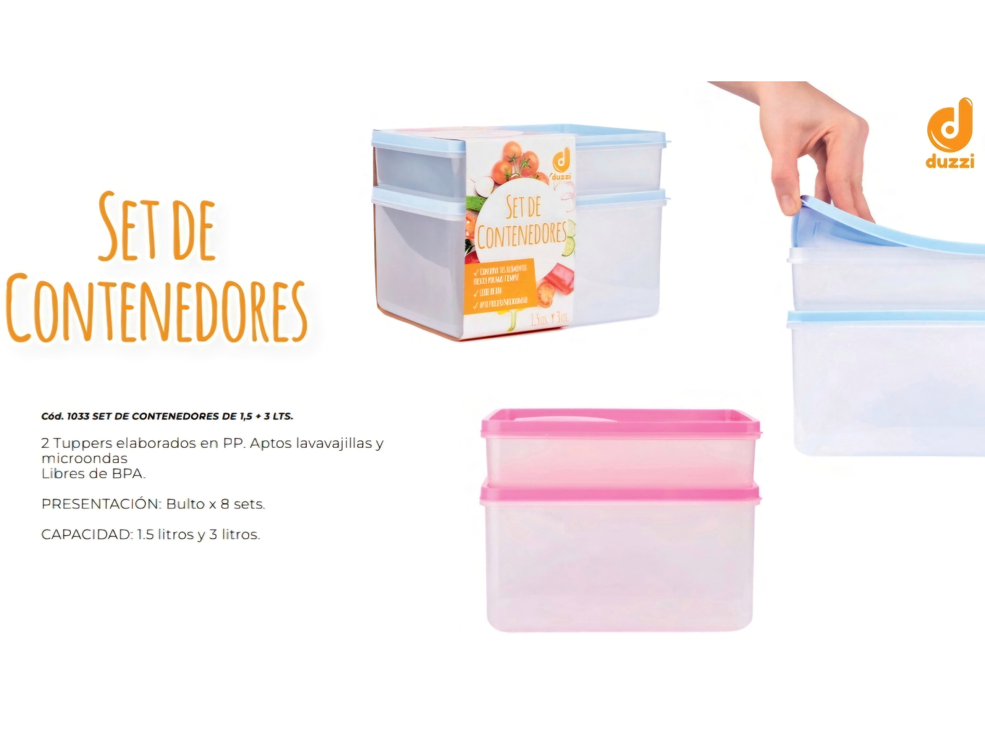 Set de Tapers Contenedores x 2 3lts + 1,5lts