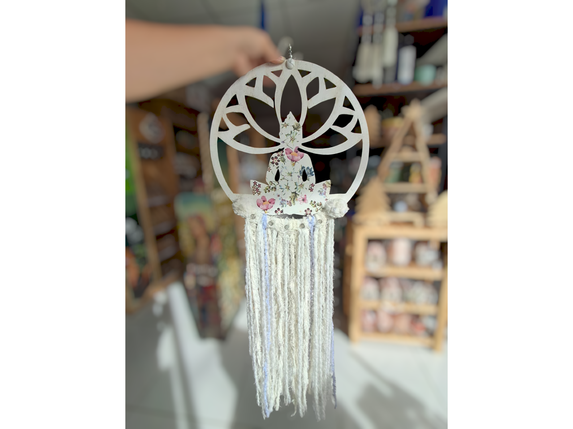 Atrapasueños Madera Láser Grande con Estopa