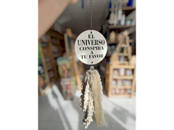 Colgante Deco Borla Madera Frase