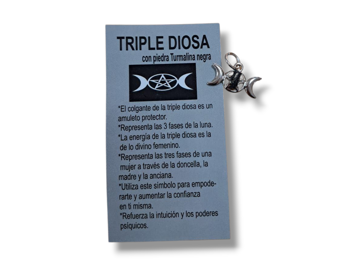 Dije Triple Diosa Con Turmalina Negra