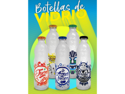 Botella de Vidrio Estampada con Tapa Hermetica