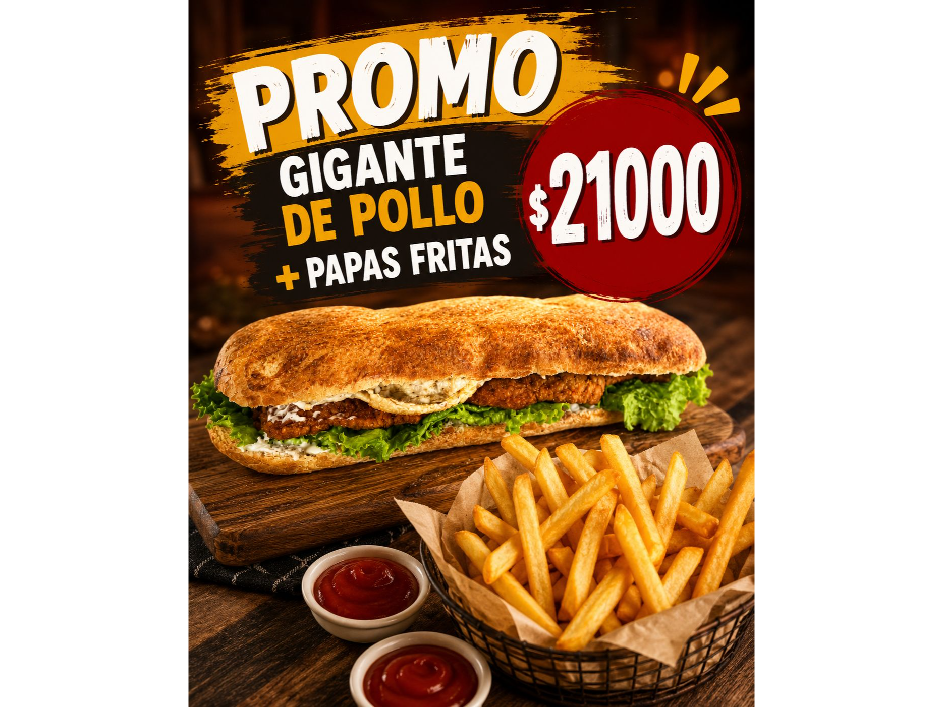 Gigante de pollo + papas