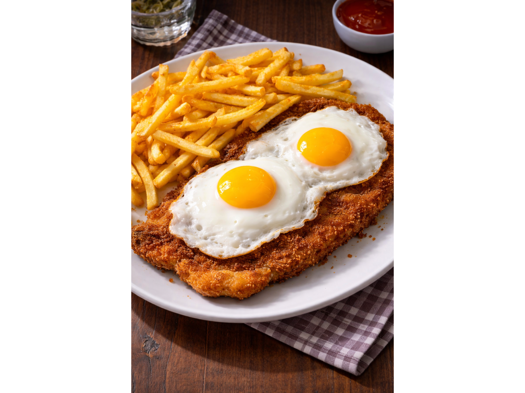 Milanesa a caballo con papas ( para 2 personas) de Como en casa