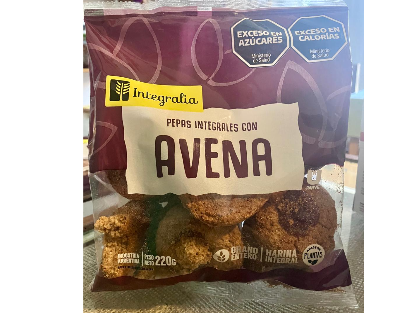 Pepas integrales con avena Integralia 220 gr