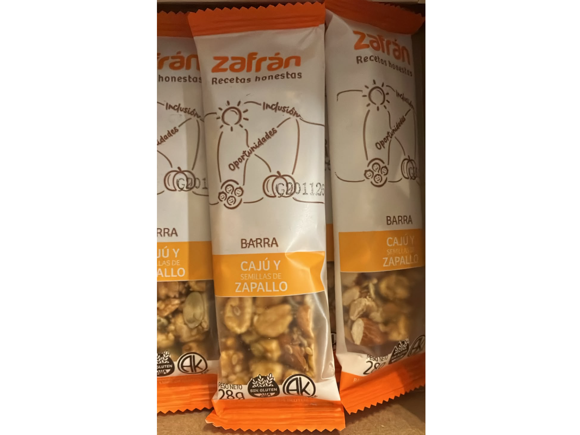 Barra cajú y semillas de zapallo "Zafrán"