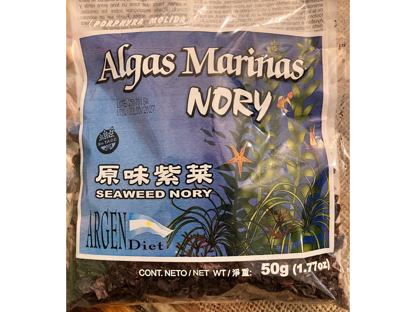 Algas marinas nori x 50 gr.