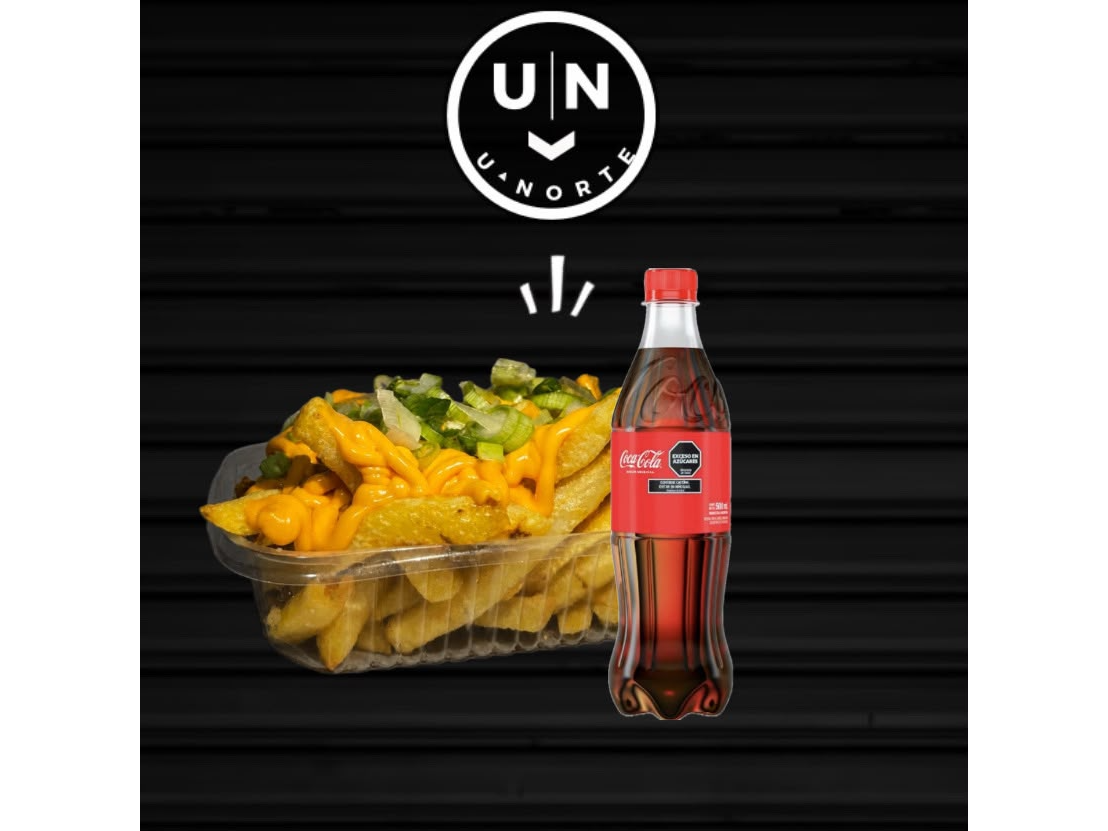 Papas Con Cheddar + -Bebida