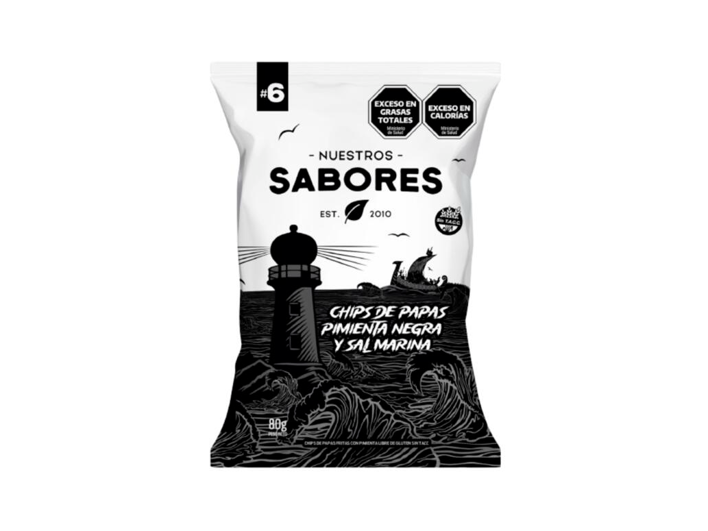 Chips de Papas con Pimienta Negra y Sal Marina x 80g - Nuestros Sabores