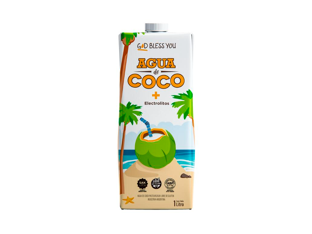 Agua de coco con electrolitos x 1lt - God Bless You
