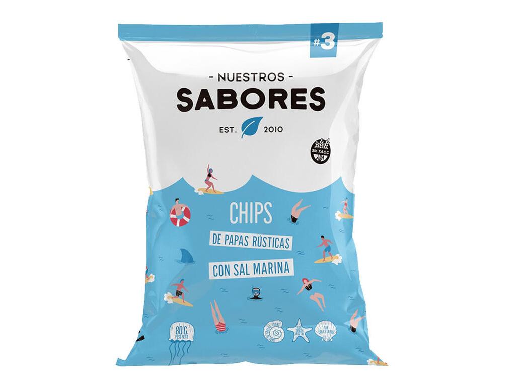 Chips de Papas Rusticas con Sal Marina x 80g - Nuestros Sabores