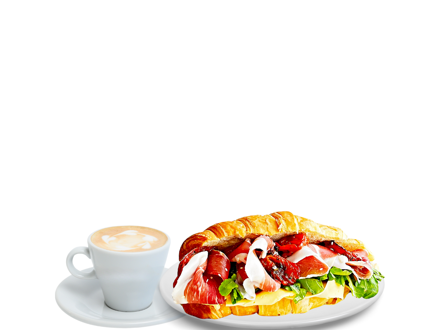 CAFÉ DOBLE + CROISSANT DE JAMON CRUDO