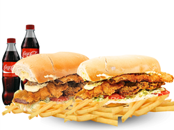 2 SANDWICHES TUCUMANOS DE MILANESA + PAPAS + 2 GASEOSAS  500ML