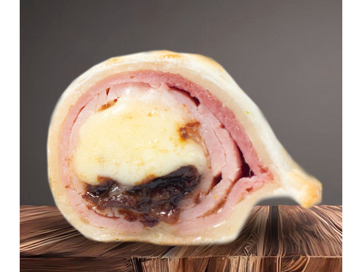 MUZZARELA, PANCETA, JAMON Y CIRUELA