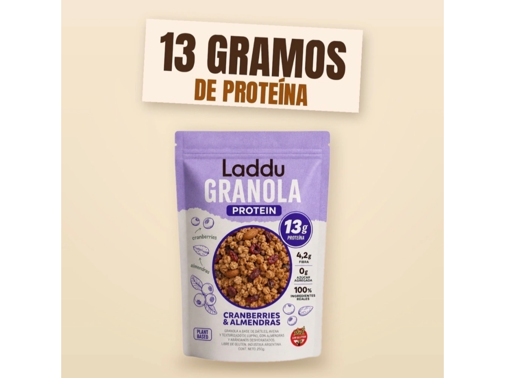 Granola PROTEICA LADDUBAR Arándanos y Almendras
