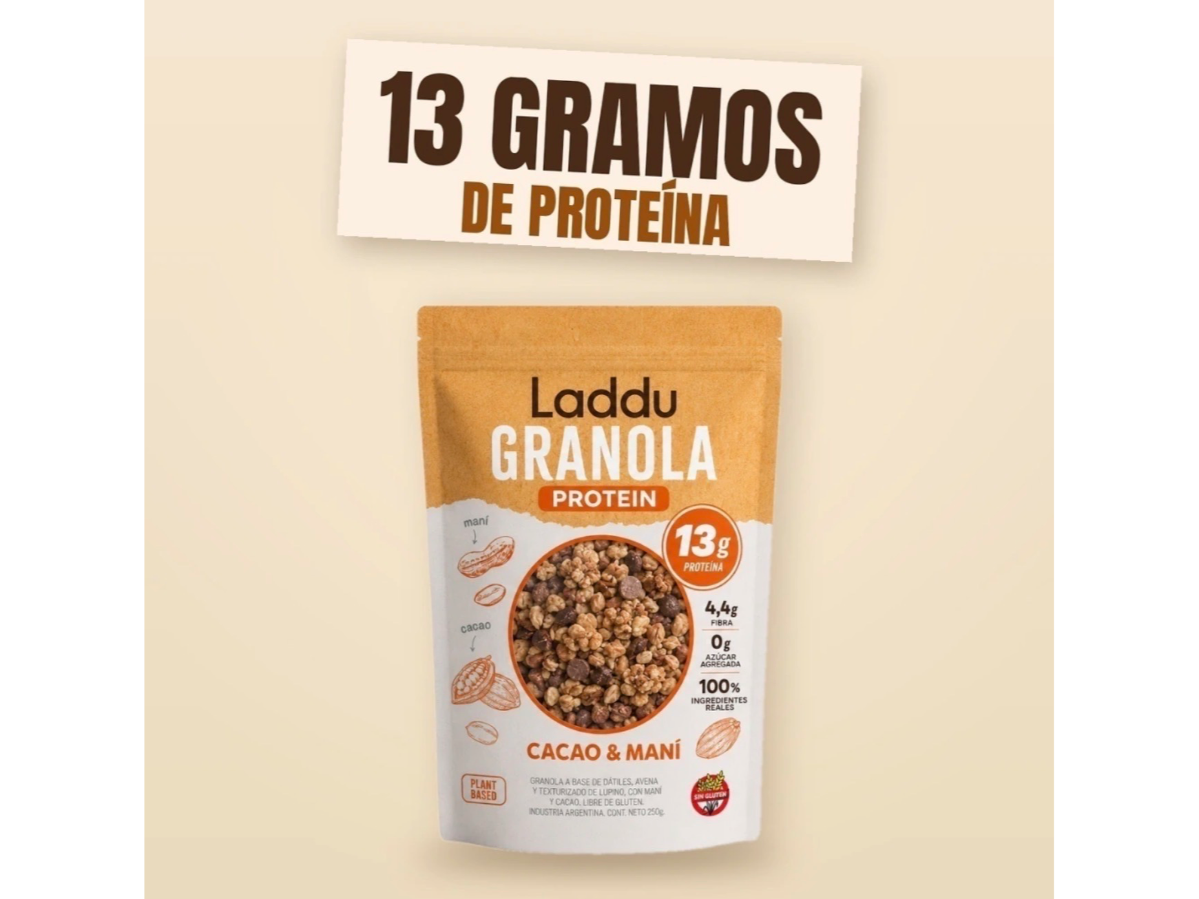Granola PROTEICA LADDUBAR Cacao y Maní